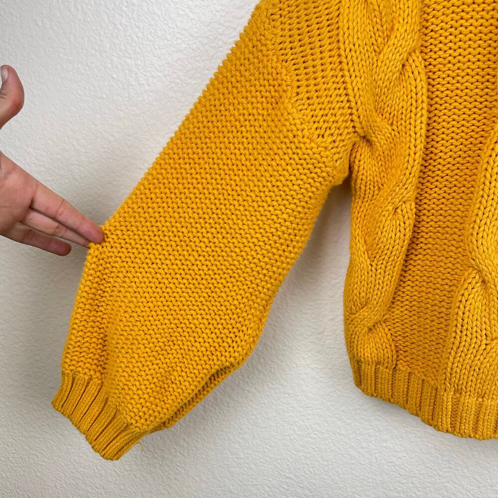 Womens Sweater Sz M Cable Knit Chunky Thick Cozy Balloon Sleeves Oversized Cabin - Picture 3 of 7